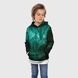 Толстовка-худи детская Причал у болота, цвет: 3D-белый — фото 2