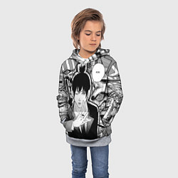 Толстовка-худи детская Аки Человек Бензопила, цвет: 3D-меланж — фото 2