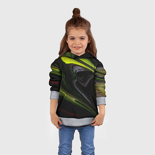 Детская толстовка Зелёный песок в темноте / 3D-Меланж – фото 4