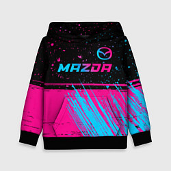 Толстовка-худи детская Mazda - neon gradient: символ сверху, цвет: 3D-черный