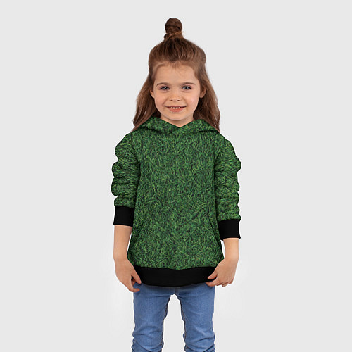 Детская толстовка Зеленая камуфляжная трава / 3D-Черный – фото 4