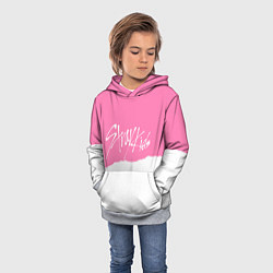 Толстовка-худи детская Stray Kids pink and white, цвет: 3D-меланж — фото 2