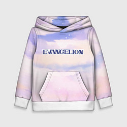 Толстовка-худи детская Evangelion sky clouds, цвет: 3D-белый