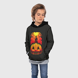 Толстовка-худи детская Тыква на Хэллоуин, цвет: 3D-меланж — фото 2