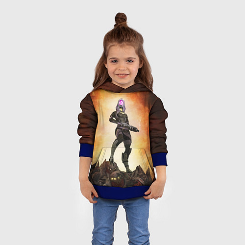 Детская толстовка Кварианка стоит на горе трупов в свете огня / 3D-Синий – фото 4