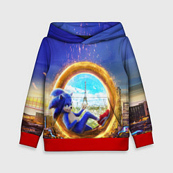 Толстовка-худи детская Соник в кино, цвет: 3D-красный