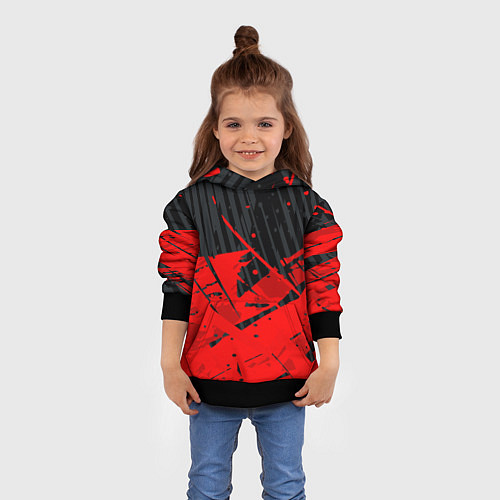 Детская толстовка Красные брызги на черном фоне / 3D-Черный – фото 4
