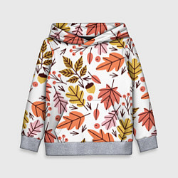 Толстовка-худи детская Осенний паттерн - листья, цвет: 3D-меланж
