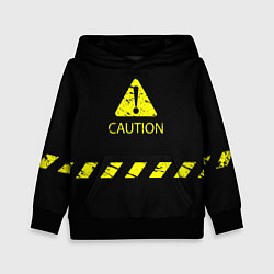 Толстовка-худи детская CAUTION - Осторожно опасность, цвет: 3D-черный