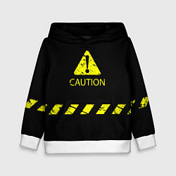 Толстовка-худи детская CAUTION - Осторожно опасность, цвет: 3D-белый