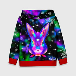 Толстовка-худи детская Неоновый кролик, цвет: 3D-красный