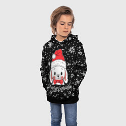 Толстовка-худи детская Merry Christmas, cute rabbit, цвет: 3D-черный — фото 2