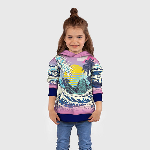Детская толстовка Штормовые океанские волны и пальмы / 3D-Синий – фото 4