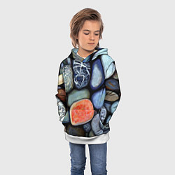 Толстовка-худи детская Цветные камушки, цвет: 3D-белый — фото 2