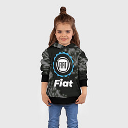 Толстовка-худи детская Fiat в стиле Top Gear со следами шин на фоне, цвет: 3D-черный — фото 2
