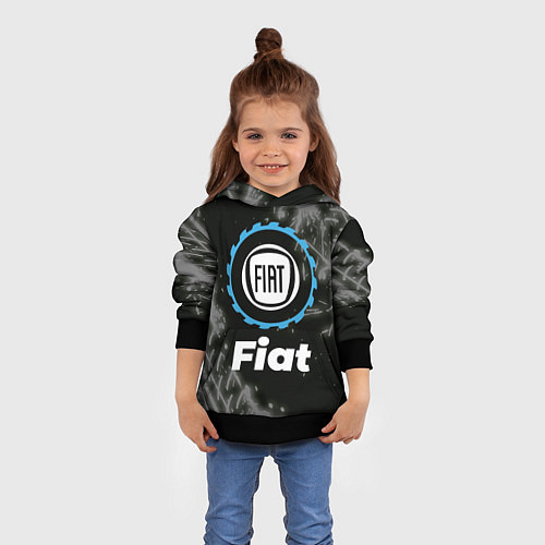 Детская толстовка Fiat в стиле Top Gear со следами шин на фоне / 3D-Черный – фото 4