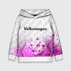 Толстовка-худи детская Volkswagen pro racing: символ сверху, цвет: 3D-белый