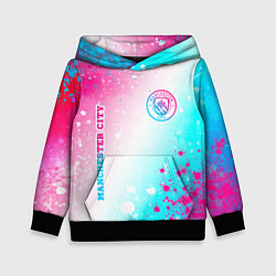 Толстовка-худи детская Manchester City neon gradient style: надпись, симв, цвет: 3D-черный