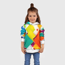 Толстовка-худи детская Цветные геометрические квадраты, цвет: 3D-белый — фото 2