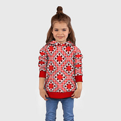 Толстовка-худи детская Белорусская вышивка - орнамент, цвет: 3D-красный — фото 2