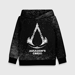 Толстовка-худи детская Assassins Creed с потертостями на темном фоне, цвет: 3D-черный