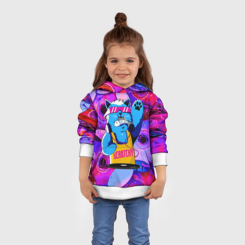 Детская толстовка DJ Scratchy in pink glasses / 3D-Белый – фото 4