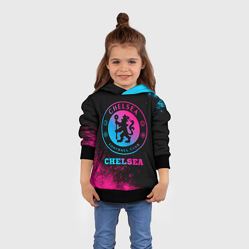 Детская толстовка Chelsea - neon gradient / 3D-Черный – фото 4