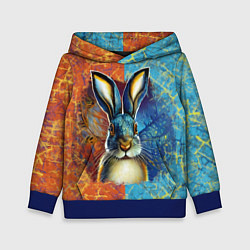 Толстовка-худи детская Огненный новогодний кролик, цвет: 3D-синий