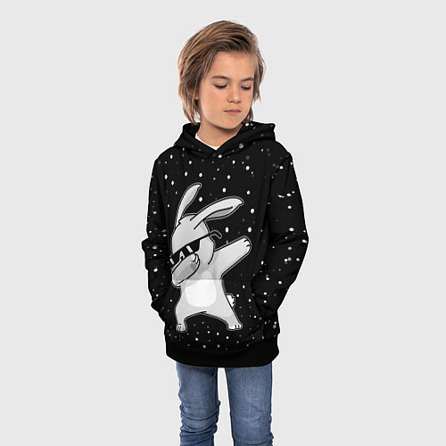 Детская толстовка Кролик ДЭБ и снегопад / 3D-Черный – фото 3