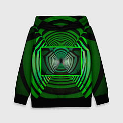 Толстовка-худи детская Зелёный туннель - оптическая иллюзия, цвет: 3D-черный
