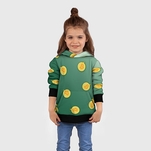 Детская толстовка Елочное украшение биткоин / 3D-Черный – фото 4