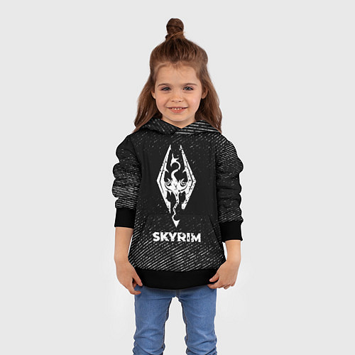 Детская толстовка Skyrim с потертостями на темном фоне / 3D-Черный – фото 4