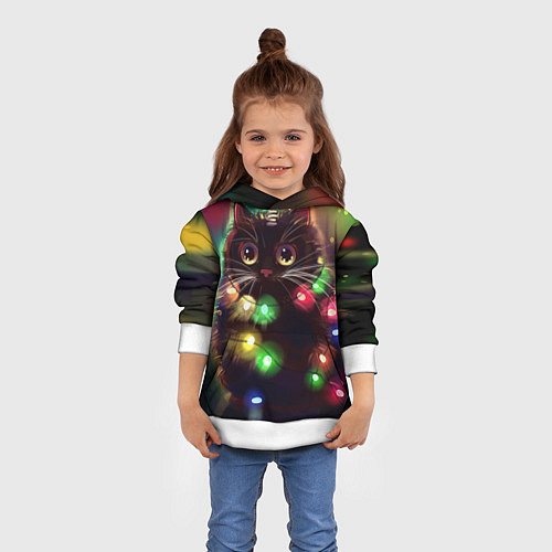 Детская толстовка Новый Год Кот / 3D-Белый – фото 4