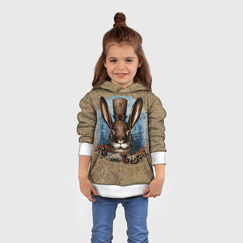 Детская толстовка Ретро кролик / 3D-Белый – фото 4