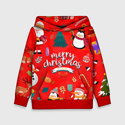 Толстовка-худи детская Merry christmas art, цвет: 3D-красный