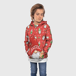 Толстовка-худи детская Новогодний гном с пряником, цвет: 3D-белый — фото 2