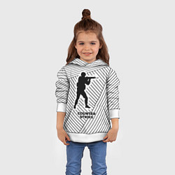 Толстовка-худи детская Символ Counter Strike на светлом фоне с полосами, цвет: 3D-белый — фото 2