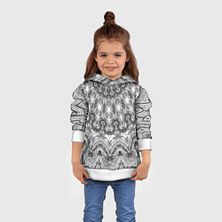 Толстовка-худи детская Серый ажурный калейдоскоп мандала, цвет: 3D-белый — фото 2