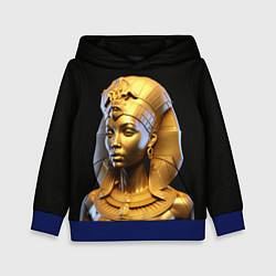 Толстовка-худи детская Нейросеть - золотая египетская богиня, цвет: 3D-синий