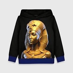 Толстовка-худи детская Нейросеть - золотая египетская богиня, цвет: 3D-синий