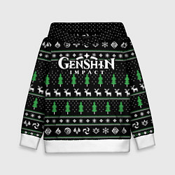 Толстовка-худи детская Новогодний свитер - Genshin impact, цвет: 3D-белый
