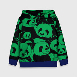 Толстовка-худи детская Panda green pattern, цвет: 3D-синий