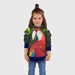 Толстовка-худи детская Красный попугай Ара, цвет: 3D-синий — фото 2