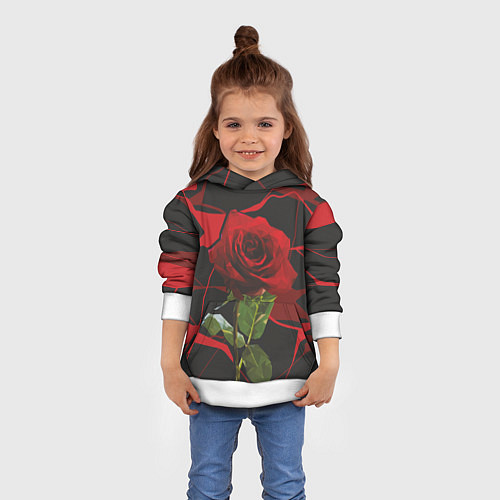 Детская толстовка Одинокая красная роза / 3D-Белый – фото 4