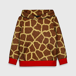 Толстовка-худи детская Текстура жирафа, цвет: 3D-красный