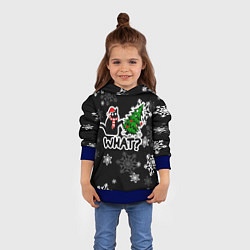 Толстовка-худи детская What котик роняет ёлку, цвет: 3D-синий — фото 2