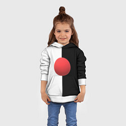 Толстовка-худи детская Красный шар на черно-белом фоне с объемным эффекто, цвет: 3D-белый — фото 2