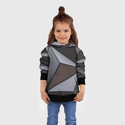 Толстовка-худи детская Металлическая геометрическая броня, цвет: 3D-черный — фото 2