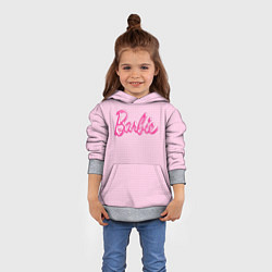 Толстовка-худи детская Барби - логотип на клетчатом фоне, цвет: 3D-меланж — фото 2