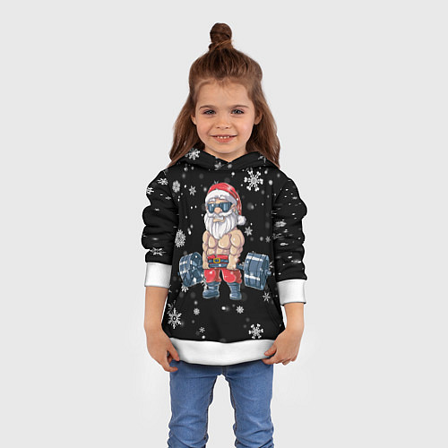 Детская толстовка Силач Санта / 3D-Белый – фото 4